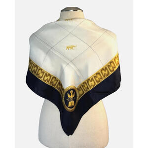 Tufts University Logo Seal Blue Gold White Scarf Shawl Wrap 34" Sq EUC